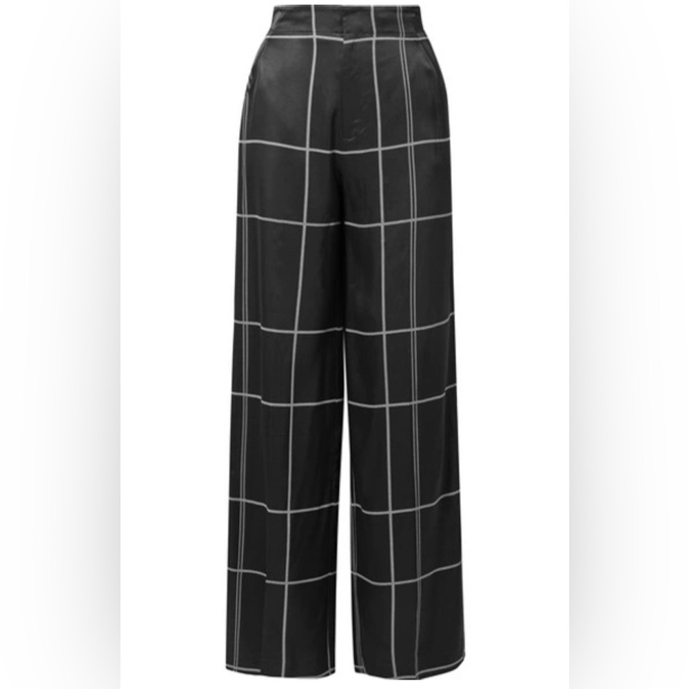 Equipment Berneen Checked Satin Pants in Black 2